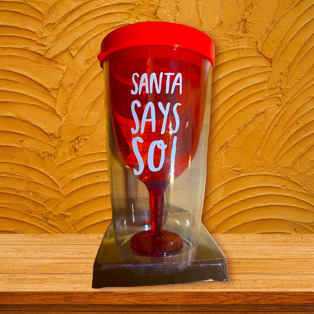 Red Santa Wine Glass